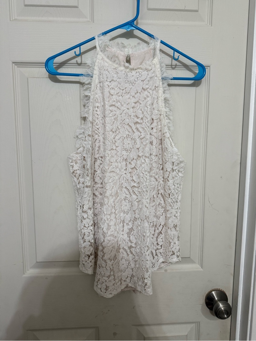 White Lace Halter Tank Top